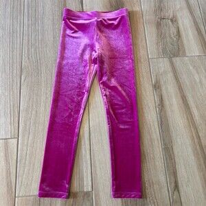 Crewcuts Girls Leggings Size 6-7 Hot Pink Metallic Shiny Pull-On Stretch